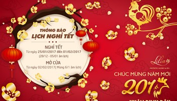 Thông báo lịch nghỉ Tết Đinh Dậu 2017 của Thẩm mỹ viện Lilia
